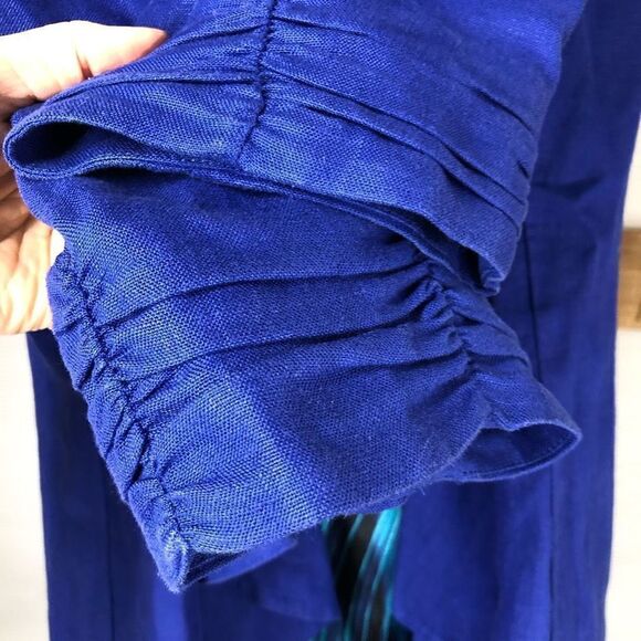 Marks & SPENCER PER UNA Linen Open Blazer Cobalt Blue Sz 16‎ - Picture 3 of 8